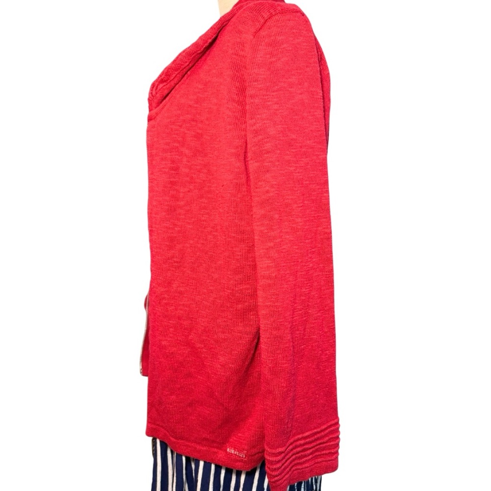 Vintage Red Linen Cotton Blend Zip Cardigan by‎ Blue Willi’s Size L - Picture 6 of 10